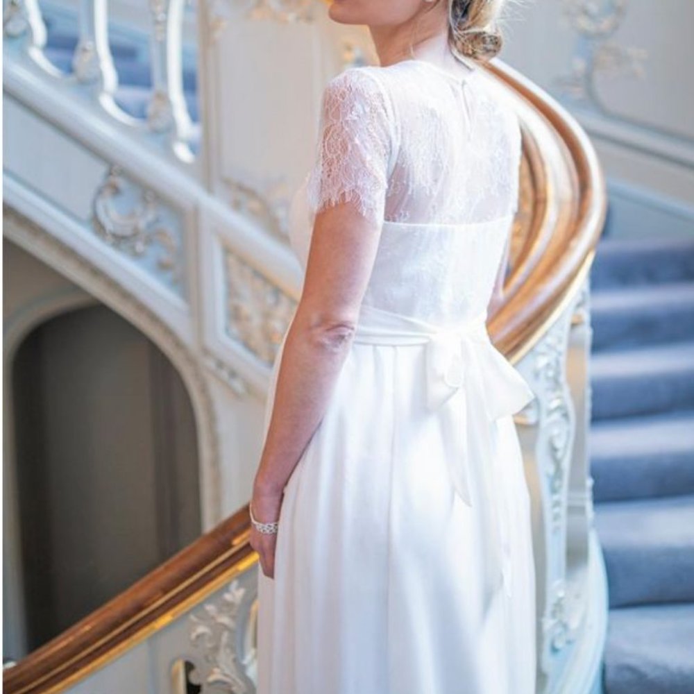 Seraphine Ivory Lace & Silk Maternity Gown